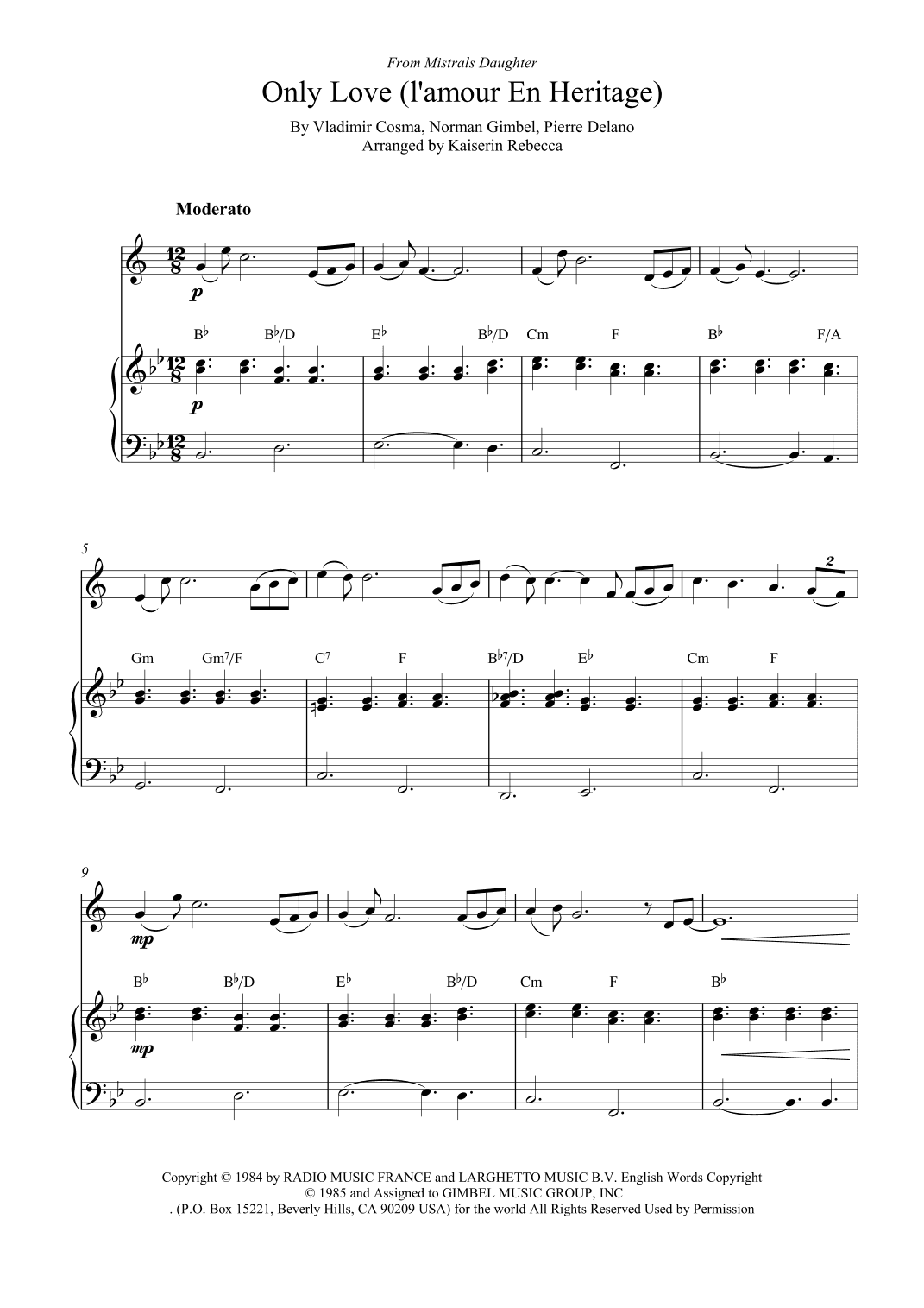 Only Love (l'amour En Heritage) (arr. Kaiserin Rebecca)