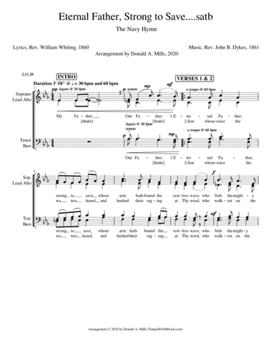Eternal Father, Strong to Save...satb (arr. Donald A. Mills, 2020)