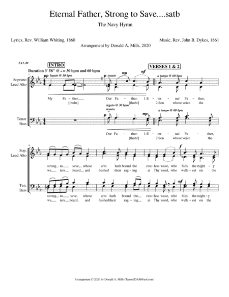 Eternal Father, Strong to Save...satb (arr. Donald A. Mills, 2020)