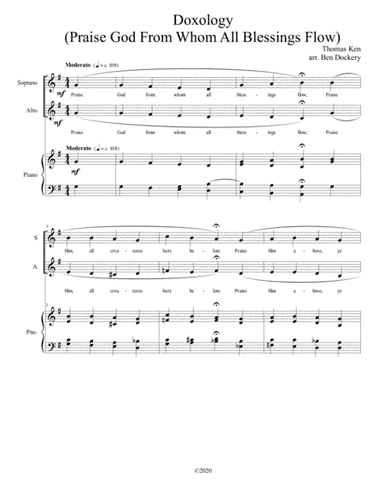 Doxology (Jazz Harmonization) for SA Choir with Piano - (Praise God From Whom All Blessings Flow) (arr. Ben Dockery)
