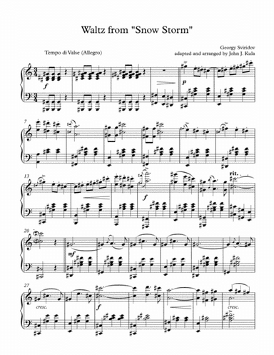 Waltz from "Snow Storm" - Advanced Piano (arr. John J. Kula)