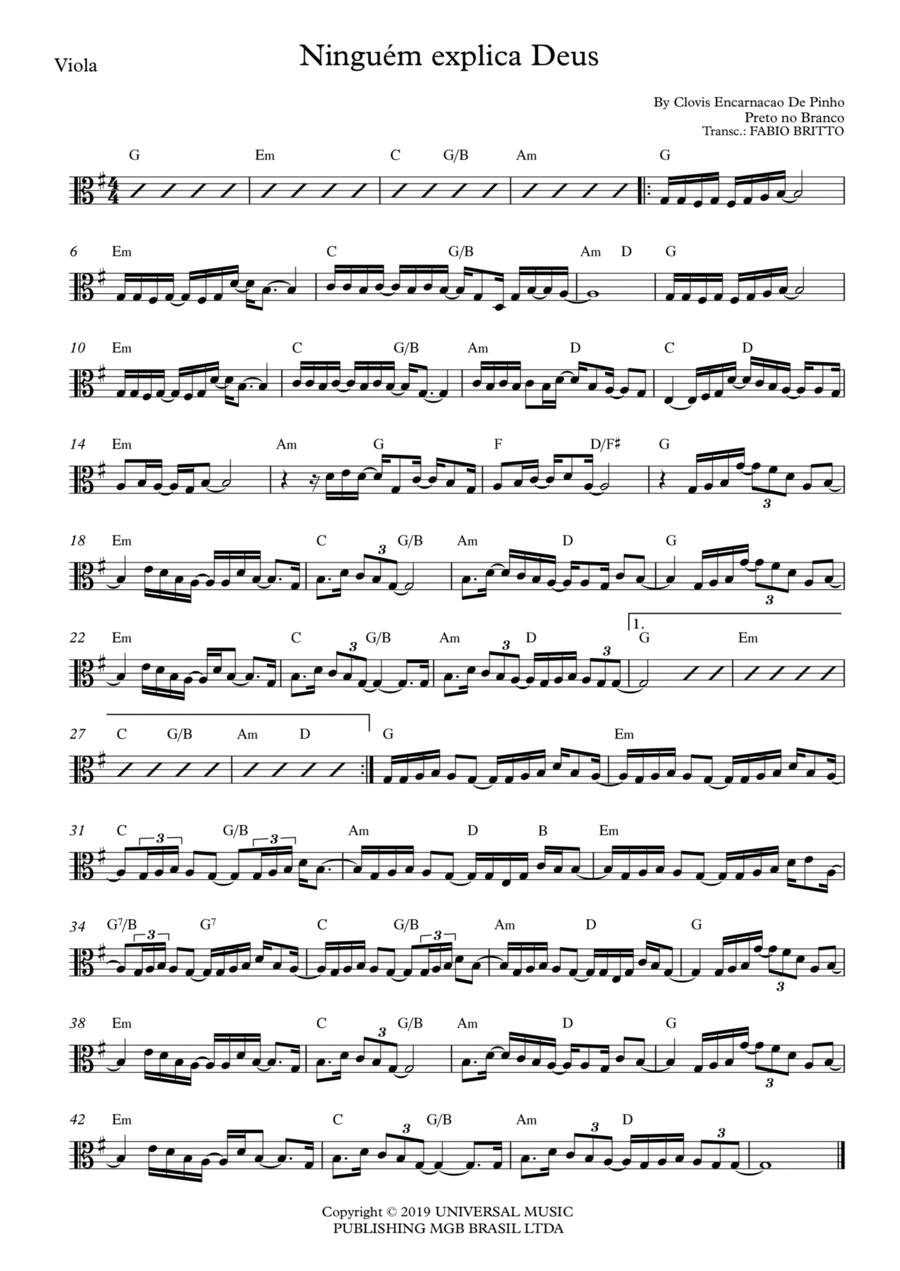 Ninguem Explica Deus (arr. Fabio Britto)
