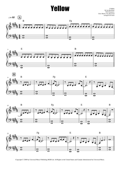 Yellow (arr. Lkmusic)