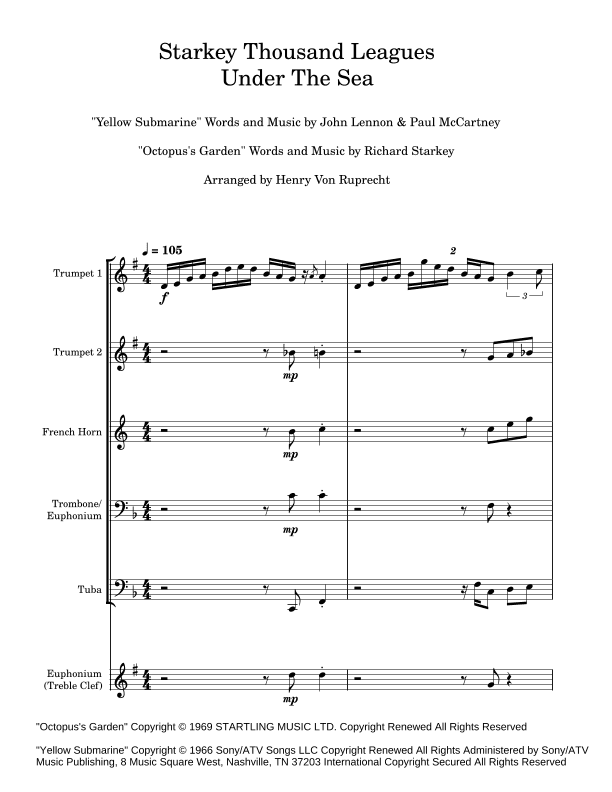 Octopus's Garden (arr. Henry Von Ruprecht)