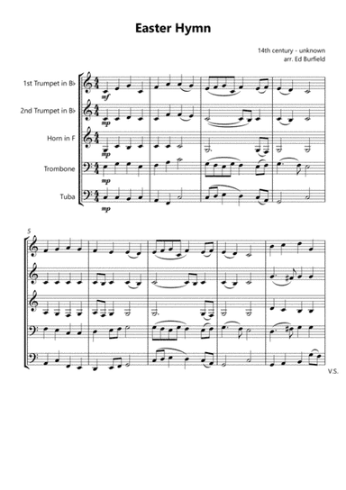 Easter Hymn (Christ the Lord is Risen Today) - Hymn Tune for Brass Quintet (arr. Edward Burfield)