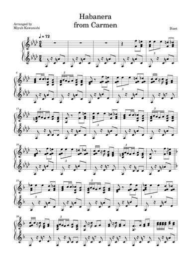 Habanera from "Carmen" for 32 keys (arr. Miyuh Kawanishi)