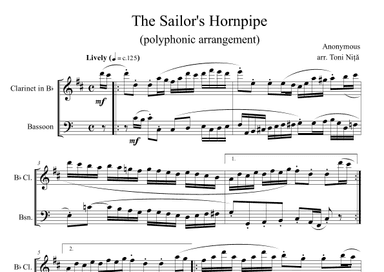 The Sailor's Hornpipe (Clarinet in Bb & Bassoon duet) (arr. Toni Nita)