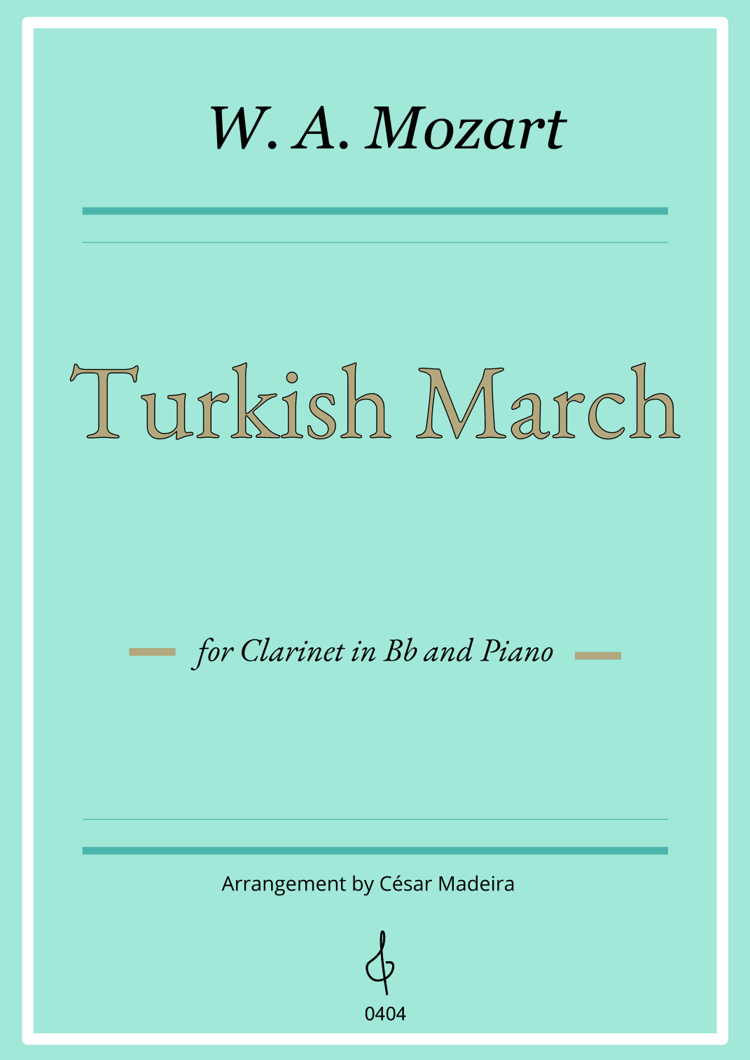 Turkish March by Mozart - Bb Clarinet and Piano (Individual Parts) (arr. César Madeira)