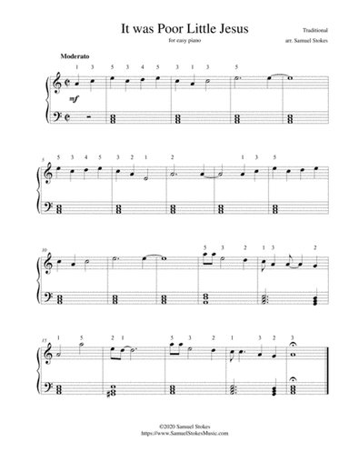 It was Poor Little Jesus - for easy piano (arr. Samuel Stokes)