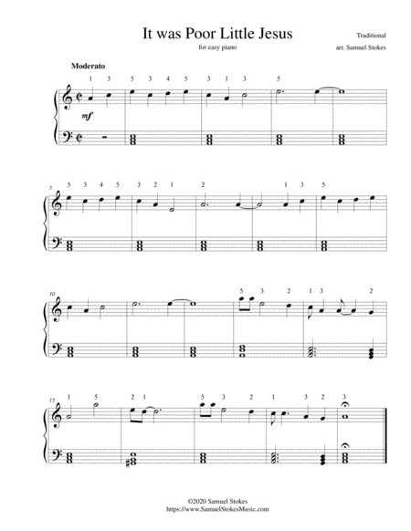 It was Poor Little Jesus - for easy piano (arr. Samuel Stokes)