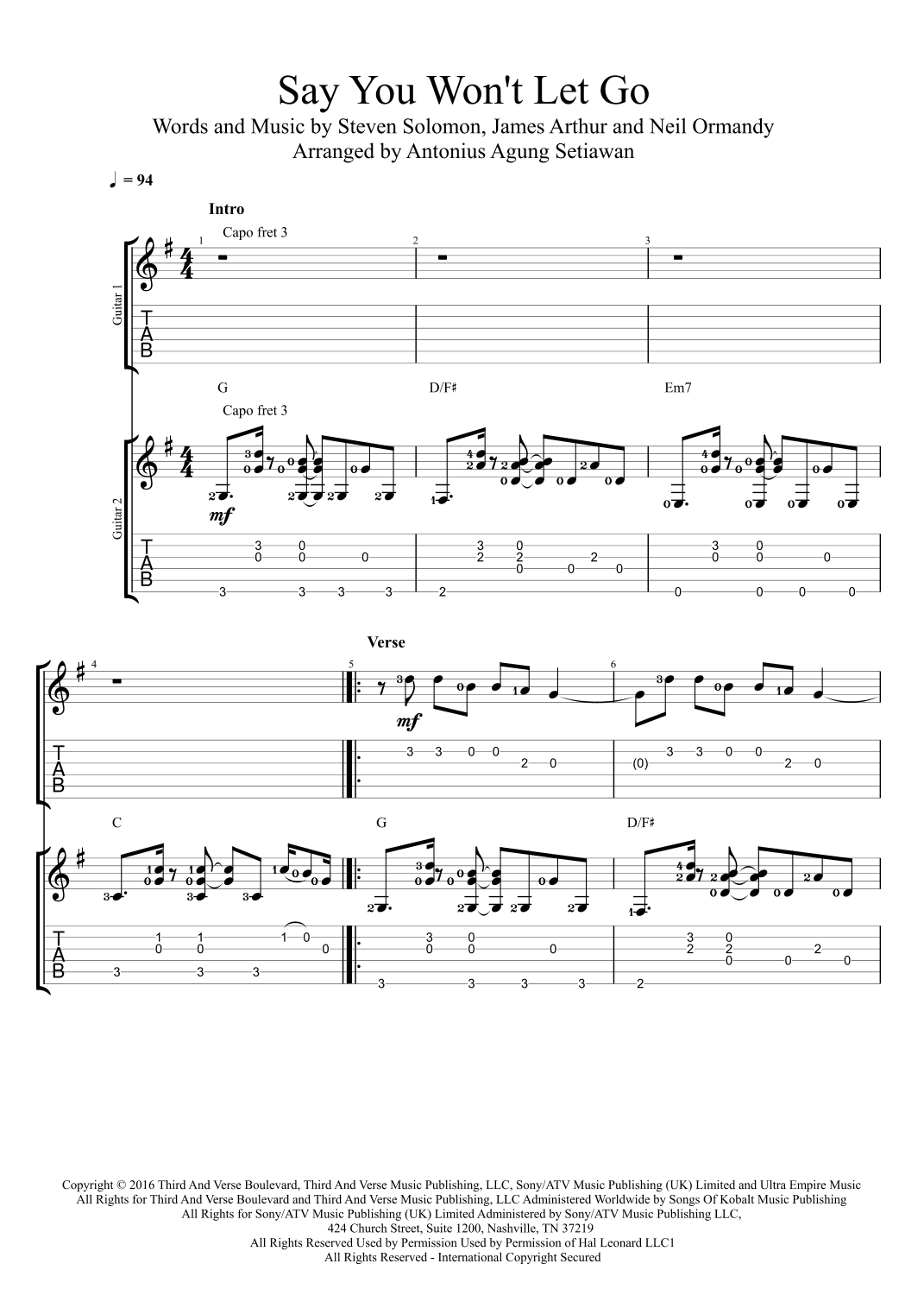 Say You Won't Let Go (arr. Antonius Agung Setiawan)