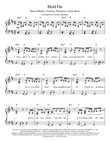 Hold On (arr. Carolyn Medrano)