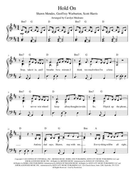 Hold On (arr. Carolyn Medrano)