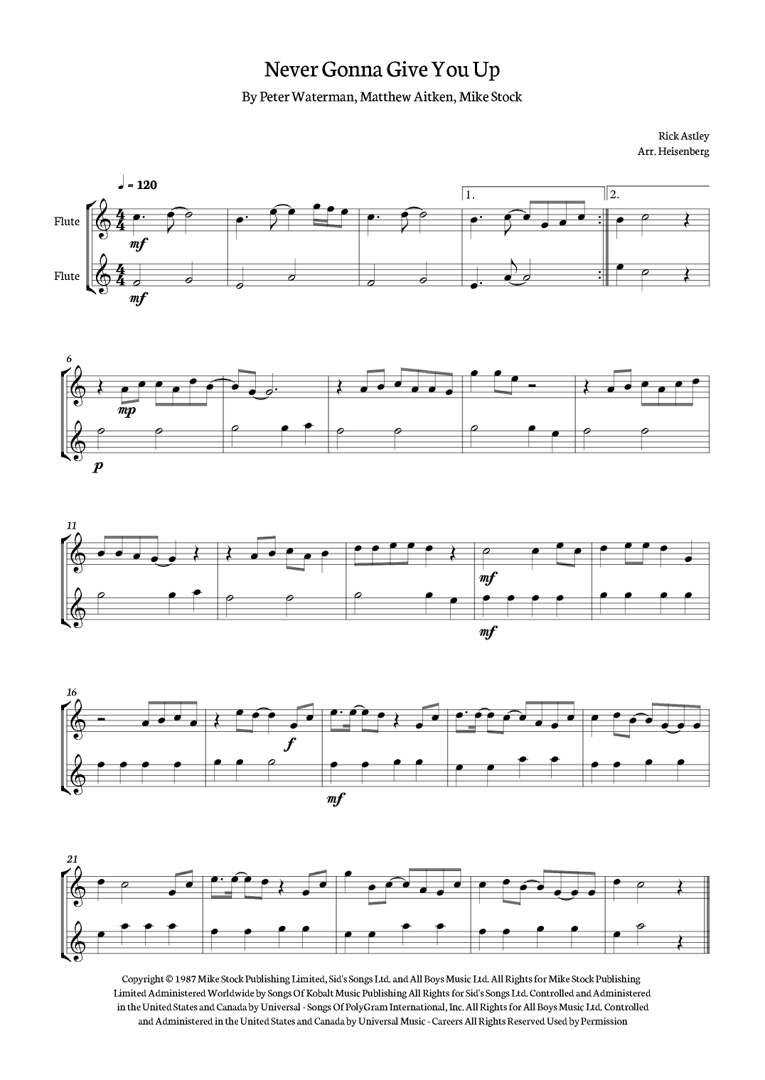 Never Gonna Give You Up (arr. Heisenberg)