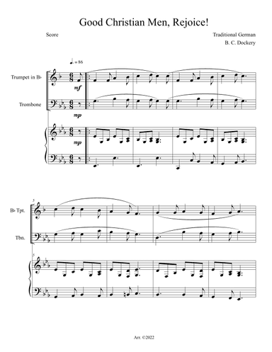 Good Christian Men, Rejoice! (Trumpet and Trombone Duet with Piano Accompaniment) (arr. B. C. Dockery)