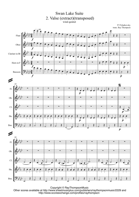 Tchaikovsky: Swan Lake Suite Op.20a  No.2 Valse (Waltz) (extract) - wind quintet (arr. Ray Thompson)
