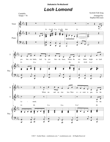 Loch Lomond (Duet for Soprano and Tenor solo) (arr. Stephen DeCesare)