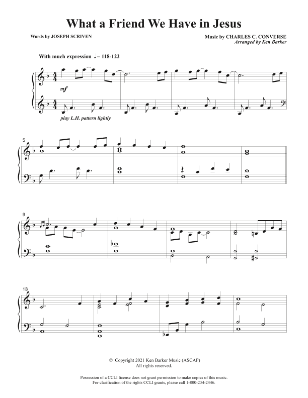 What a Friend We Have in Jesus (arr. Ken Barker)