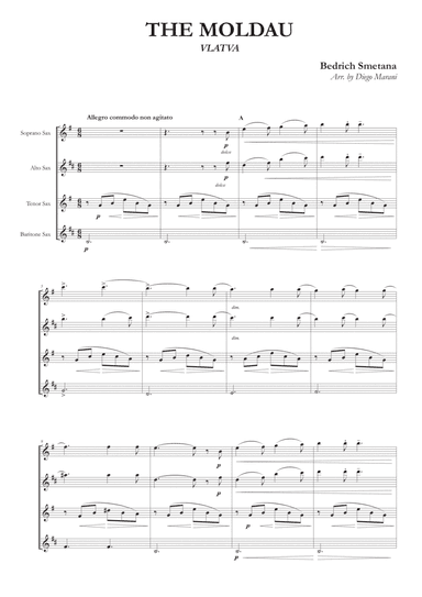 The Moldau for Saxophone Quartet - Easy Version (arr. Diego Marani)