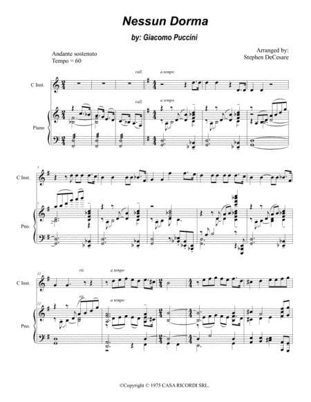 Nessun Dorma (arr. Stephen DeCesare)