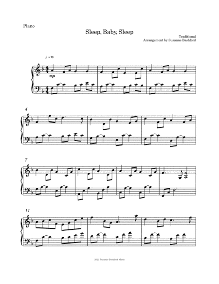 Sleep, Baby, Sleep (arr. Arrangement by Susanne Bashford)