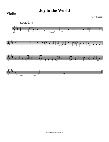 Joy to the World: violin/piano (arr. Meri Dolevski)