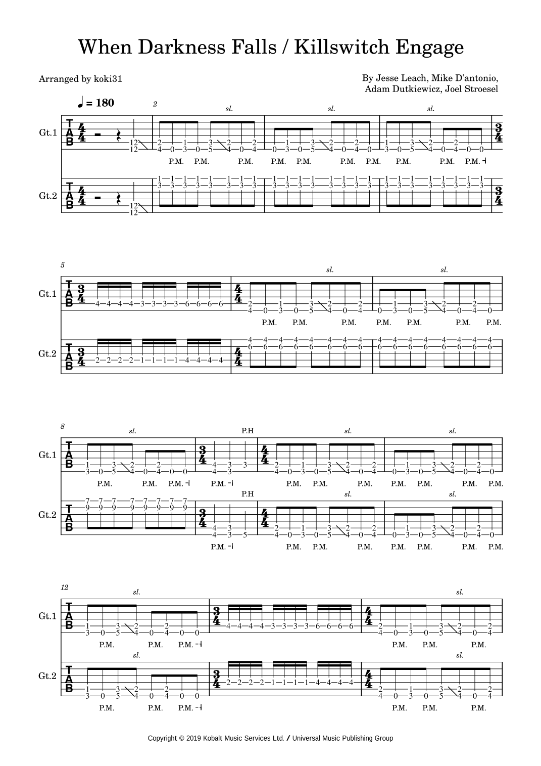 When Darkness Falls (arr. koki31)