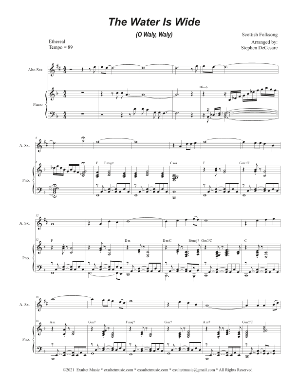 The Water Is Wide (O Waly, Waly) (Alto Saxophone and Piano) (arr. Stephen DeCesare)