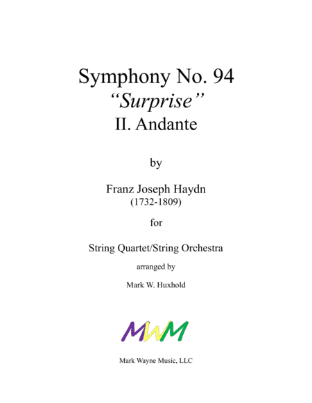 Symphony No. 94 "Surprise", II. Andante (arr. Mark W. Huxhold)