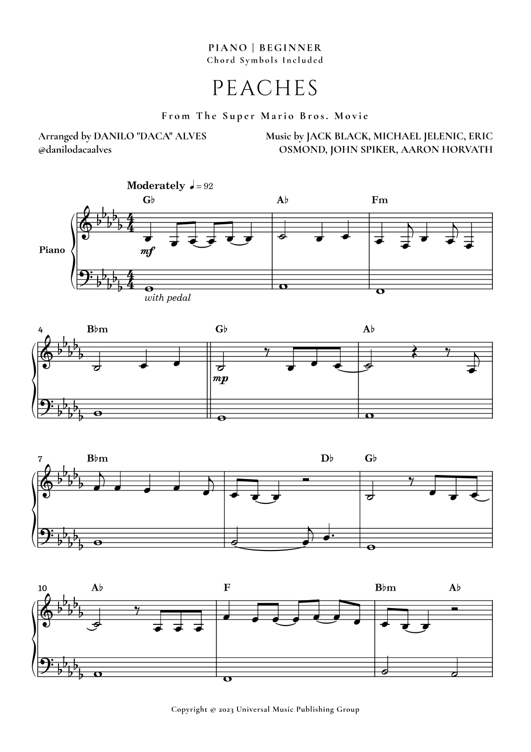 Peaches (arr. Danilo "Daca" Alves)