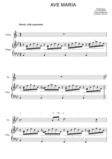 Schubert - Ave Maria (easy piano sheet) (arr. Music-holley)