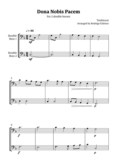 Dona Nobis Pacem - for 2 double basses (arr. Rodrigo Faleiros)
