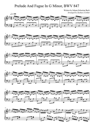 Prelude And Fugue In C Minor, BWV 847 (arr. Zachary Corbett)
