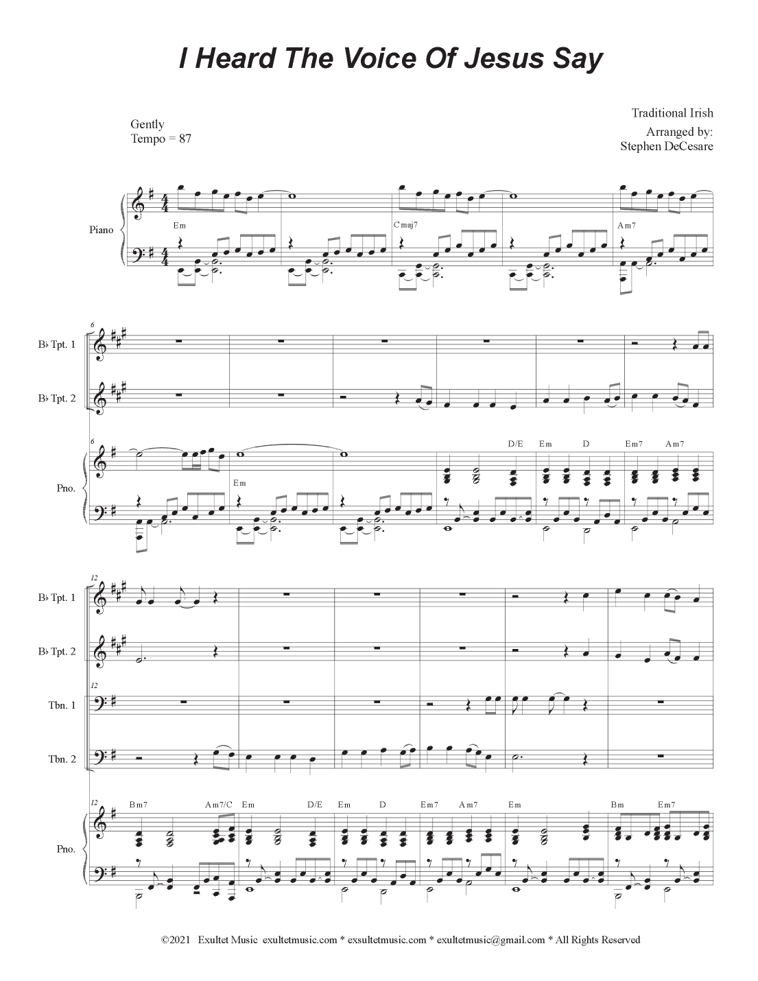 I Heard The Voice Of Jesus Say (Brass Quartet and Piano - Alternate Version) (arr. Stephen DeCesare)