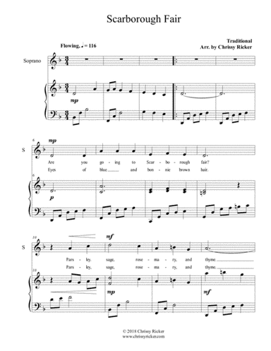 Scarborough Fair - folk/jazz version for voice and piano (arr. Chrissy Ricker)