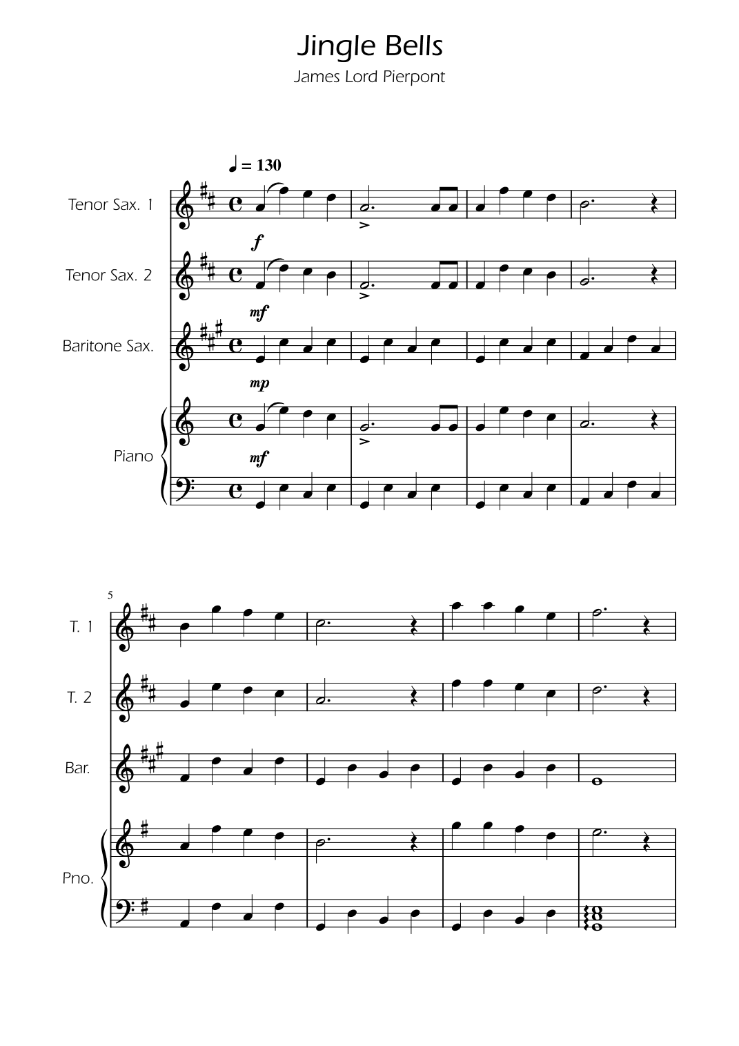 Jingle Bells - Sax Trio w/ Piano (arr. Ygor Nunes)