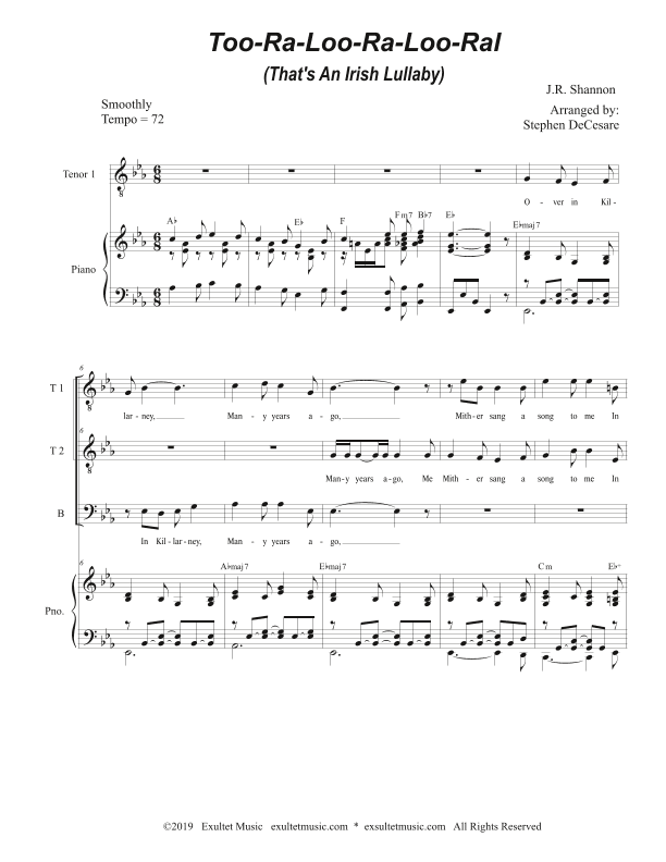 Too-Ra-Loo-Ra-Loo-Ral (That's An Irish Lullaby) (TTB) (arr. Stephen DeCesare)
