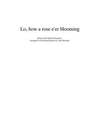 Lo, How A Rose E'er Blooming for Woodwind Quartet (arr. Tyler Merideth)