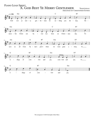God Rest Ye Merry Gentlemen for Piano (Lead Sheet) (arr. Christopher Esther)