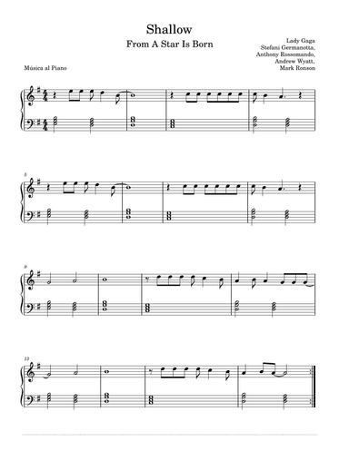Shallow (arr. Música al Piano)