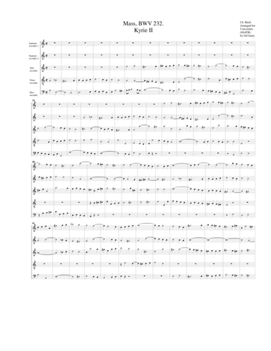 Kyrie II from Mass BWV 232 (arrangement for 5 recorders) (arr. Gil Garty)