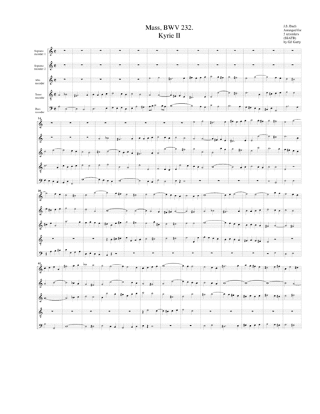 Kyrie II from Mass BWV 232 (arrangement for 5 recorders) (arr. Gil Garty)