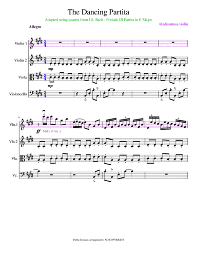 The Dancing PARTITA (JS Bach , String Quartet arrangement) (arr. Adisantosa)