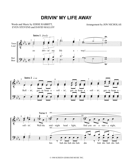 Drivin' My Life Away (arr. Jon Nicholas)