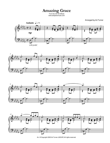 Amazing Grace in new age contemplative style (arr. Art Turner)