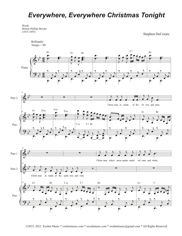 Everywhere, Everywhere Christmas Tonight (2-part choir)