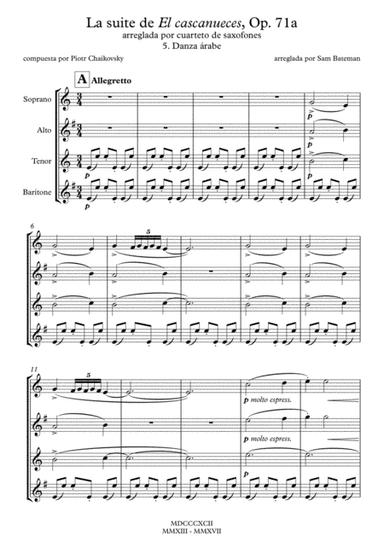 La suite de El cascanueces - 5. Danza árabe (arr. Sam Bateman)