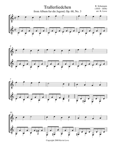 Trallerliedchen, Op. 68, No. 3 (Guitar Duo) (arr. Kevin Love)