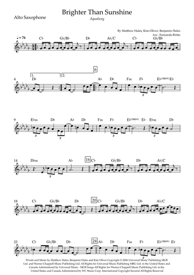 Brighter Than Sunshine (arr. Fernando Britto)