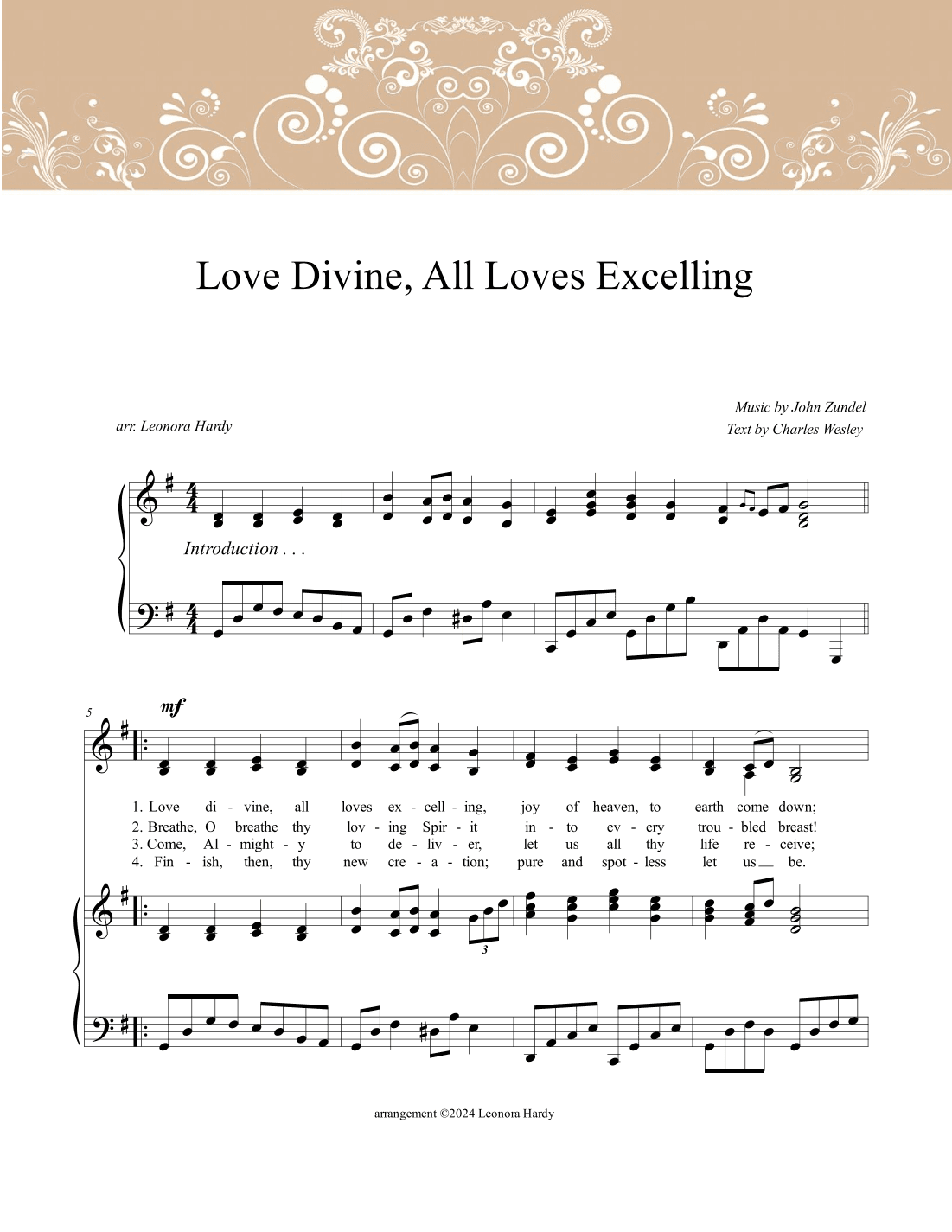 Love Divine, All Loves Excelling (arr. Leonora Hardy)